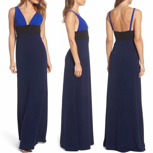 Colorblock V-Neck Gown - Picture 2 of 5